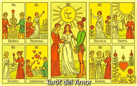 Cartas de Tarot del Amor con Parejas y Corazones